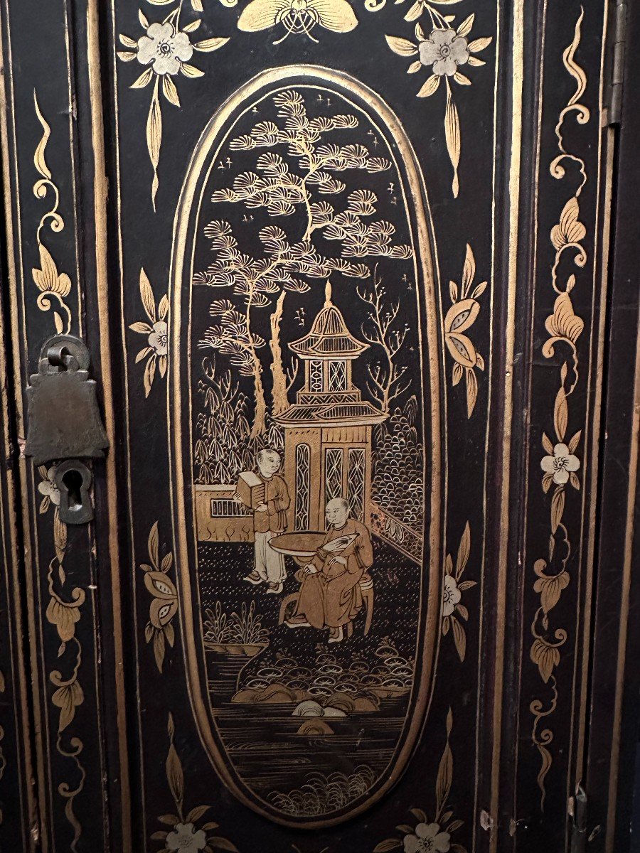 China Small Cabinet In Black Lacquer Late 19th Century-photo-6