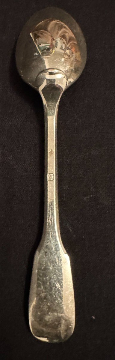 Twelve Small Teaspoons Solid Silver Uniplat Model Goldsmith Da Morand Late 19th Century-photo-2