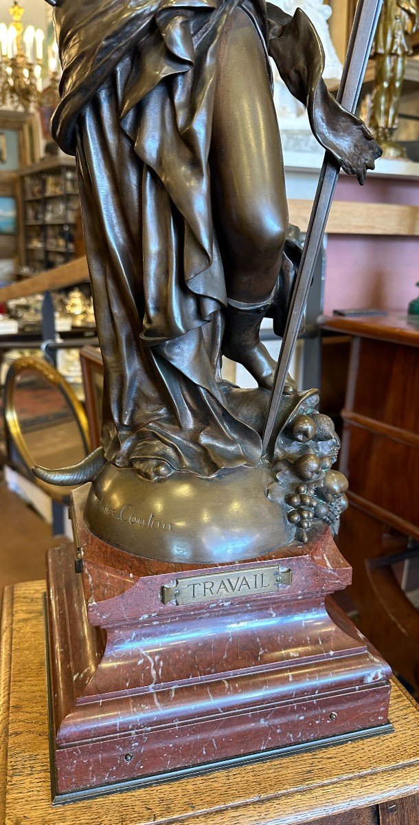 Very Large Bronze Armed Peace 98 Cm By Jules Félix Coutan Thiébaut Fondeur Late 19th-photo-4