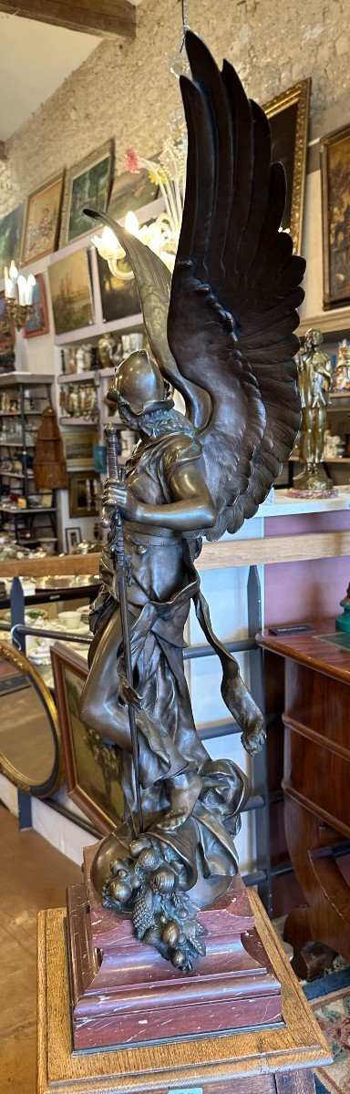 Very Large Bronze Armed Peace 98 Cm By Jules Félix Coutan Thiébaut Fondeur Late 19th-photo-1
