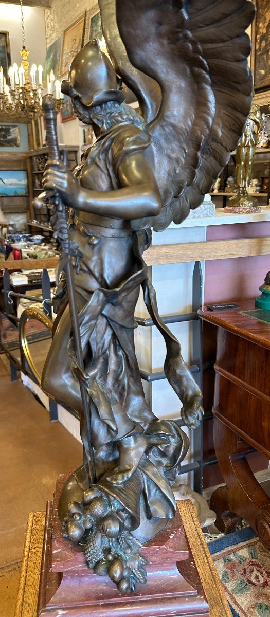 Very Large Bronze Armed Peace 98 Cm By Jules Félix Coutan Thiébaut Fondeur Late 19th-photo-2