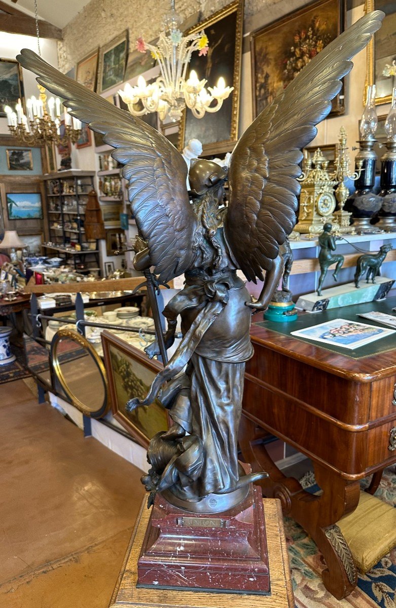 Very Large Bronze Armed Peace 98 Cm By Jules Félix Coutan Thiébaut Fondeur Late 19th-photo-3
