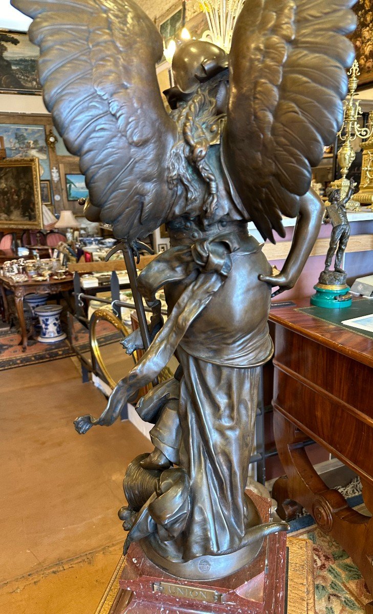 Very Large Bronze Armed Peace 98 Cm By Jules Félix Coutan Thiébaut Fondeur Late 19th-photo-4