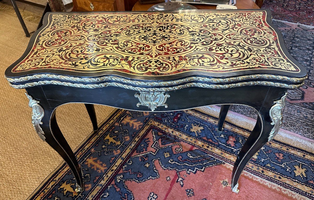 Console Games Table Boulle Marquetry Napoleon III Period