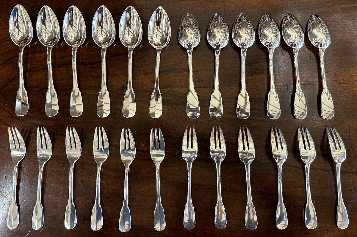 Housewife Solid Silver Uniplat Model 178 Pieces Goldsmith Hénin & Cie Late 19th Century-photo-3
