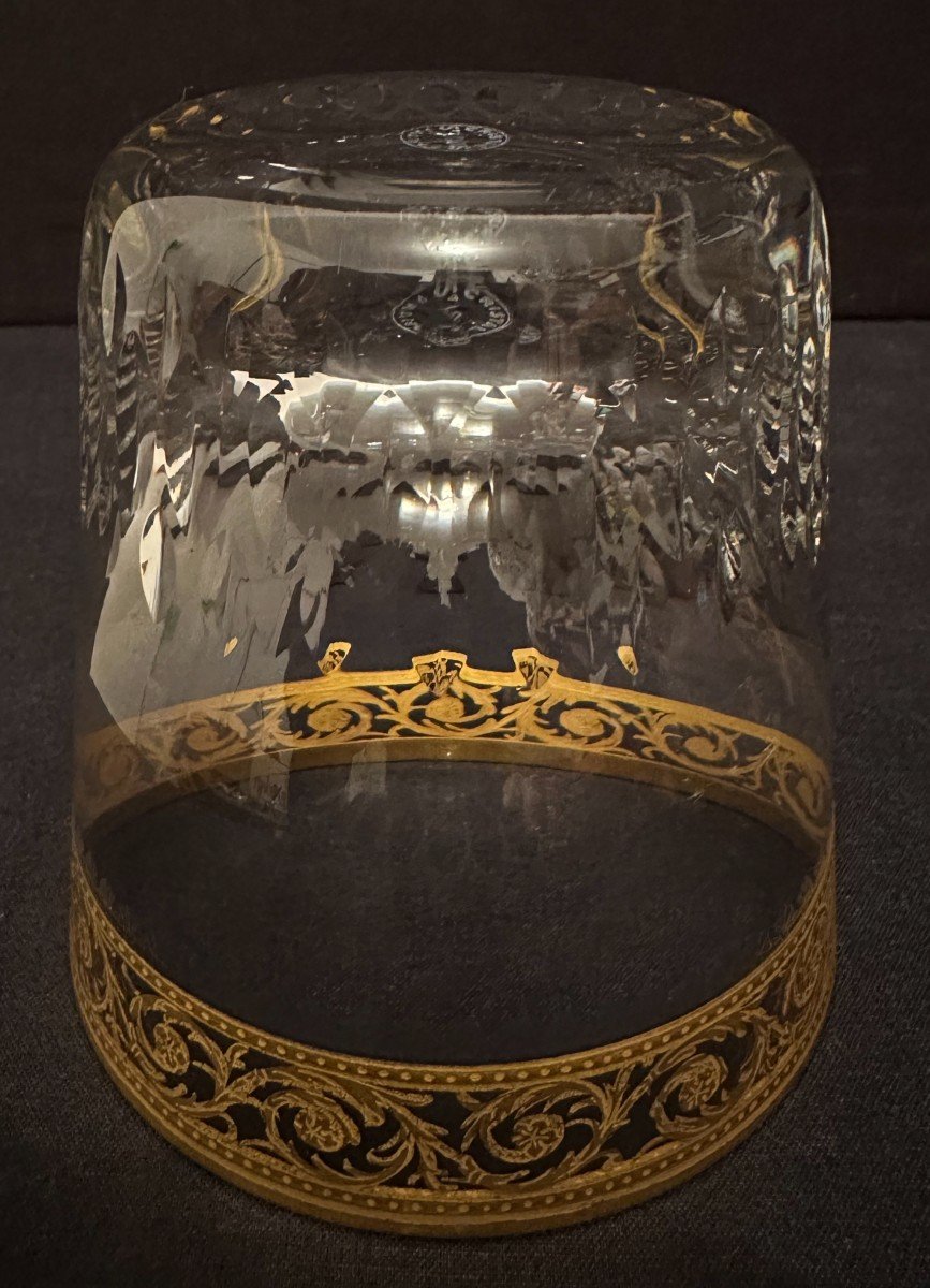 6 Golden Crystal Whiskey Glasses Saint Louis Thistle Model-photo-4