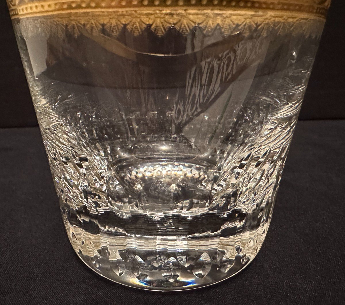 6 Golden Crystal Whiskey Glasses Saint Louis Thistle Model-photo-4