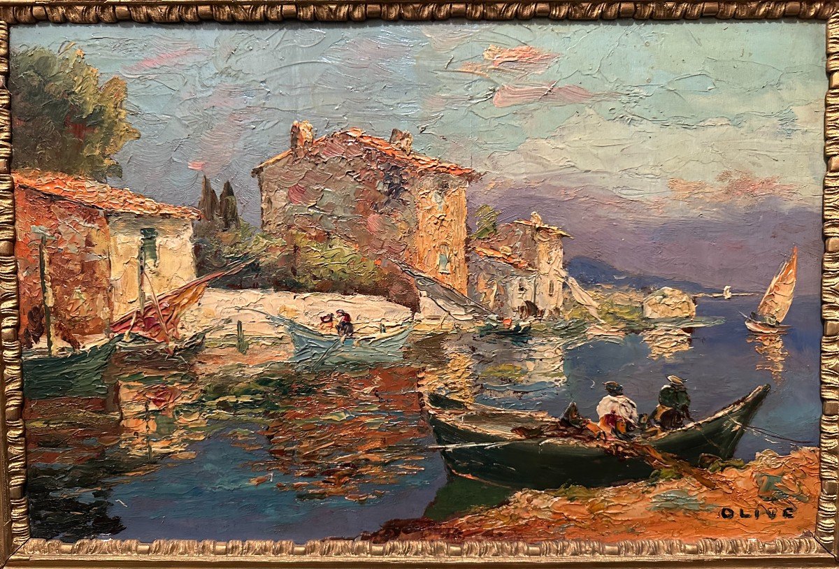 Painting Les Martigues By Henri Olive Said Olive Des Martigues-photo-2