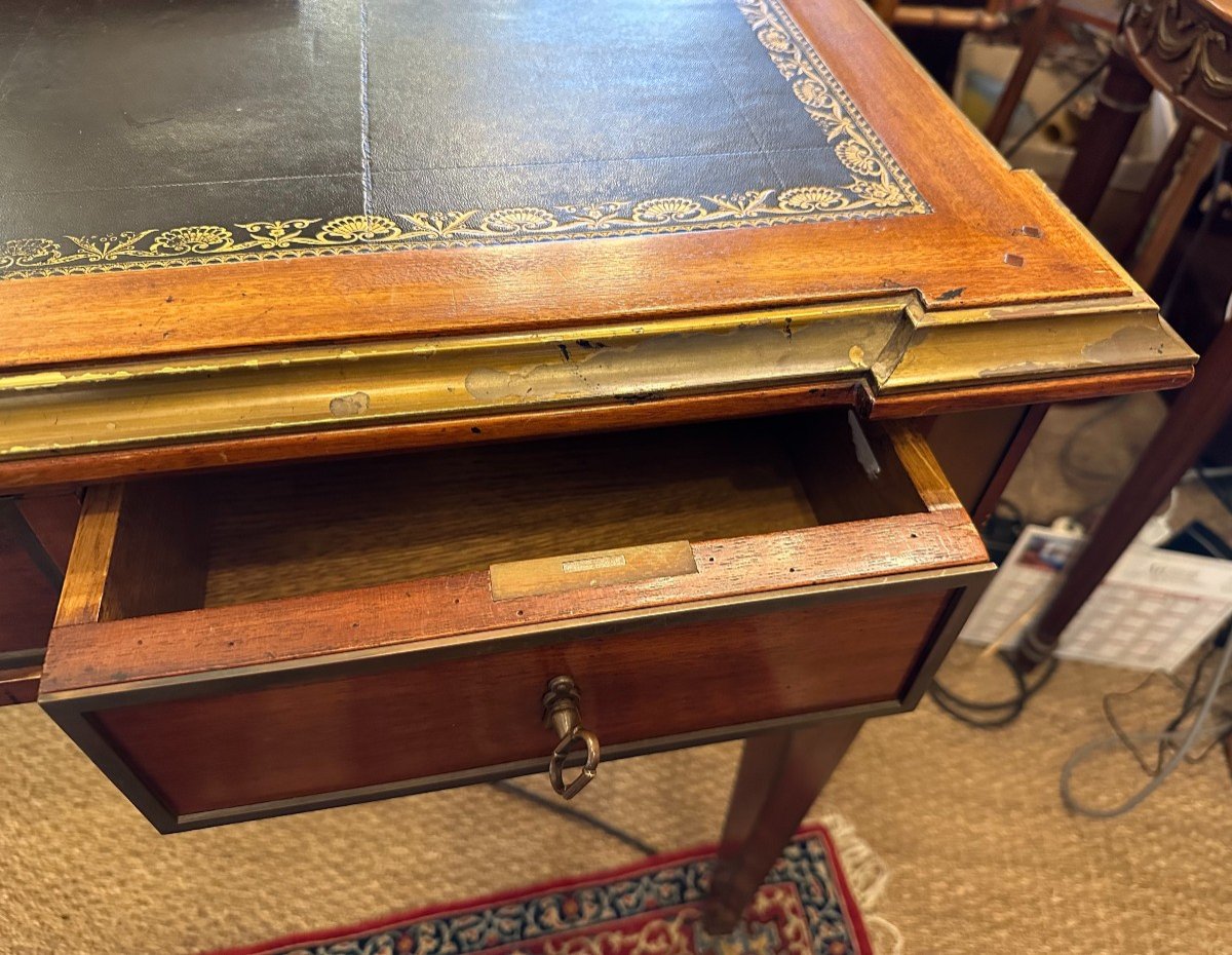 Bureau Plat Style Directoire Acajou Milieu XXème 146 Cm-photo-7