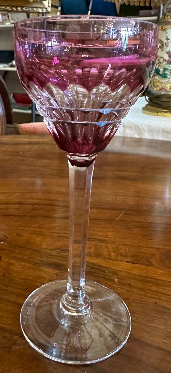 17 Verres En Cristal De Couleur à Vin Du Rhin Roemer Val Saint Lambert-photo-3