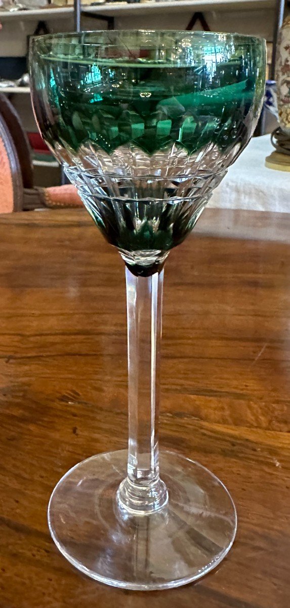 17 Verres En Cristal De Couleur à Vin Du Rhin Roemer Val Saint Lambert-photo-4