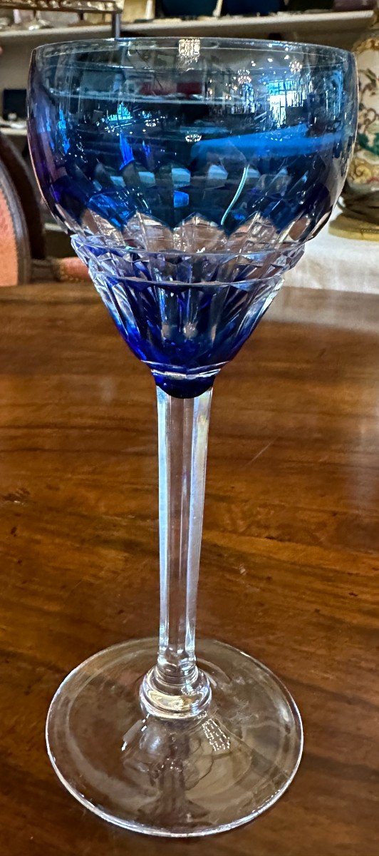 17 Verres En Cristal De Couleur à Vin Du Rhin Roemer Val Saint Lambert-photo-5