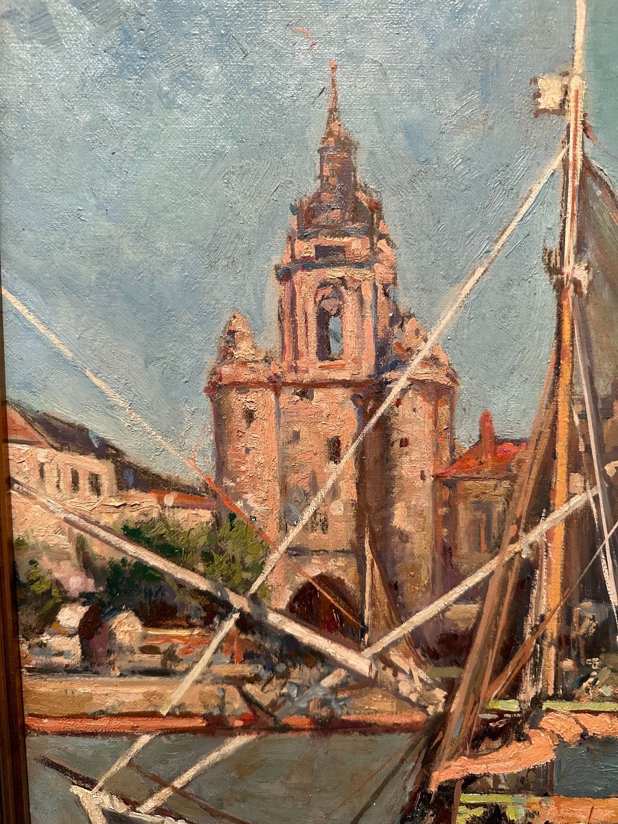 Painting Port Of La Rochelle The Big Clock By Yves Diey-photo-2