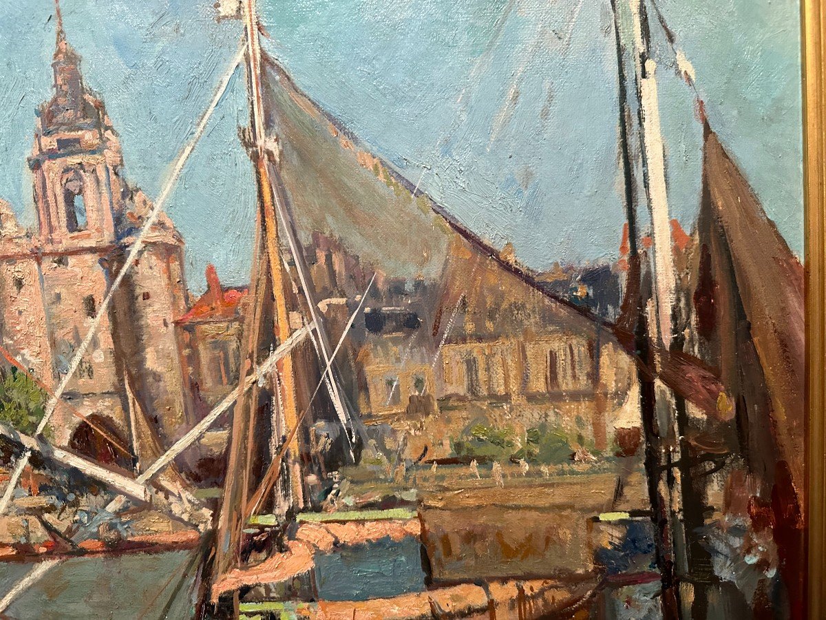 Painting Port Of La Rochelle The Big Clock By Yves Diey-photo-3