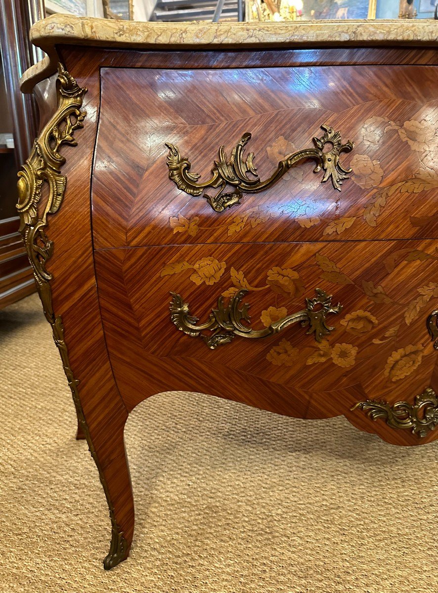 Importante Paire De Commodes Style Louis XV Marqueterie XXème-photo-4