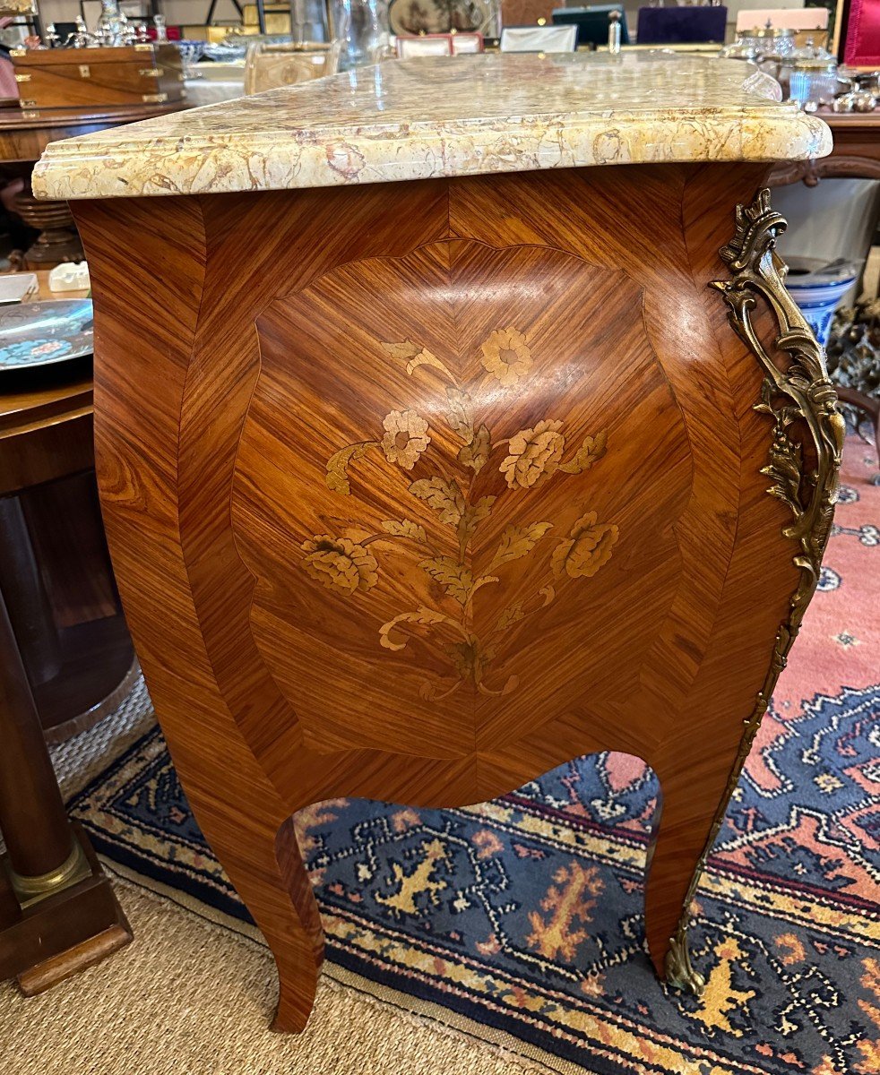 Importante Paire De Commodes Style Louis XV Marqueterie XXème-photo-2