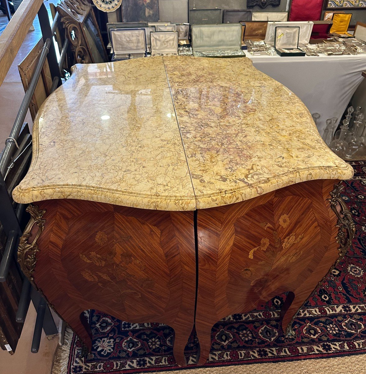 Importante Paire De Commodes Style Louis XV Marqueterie XXème-photo-7