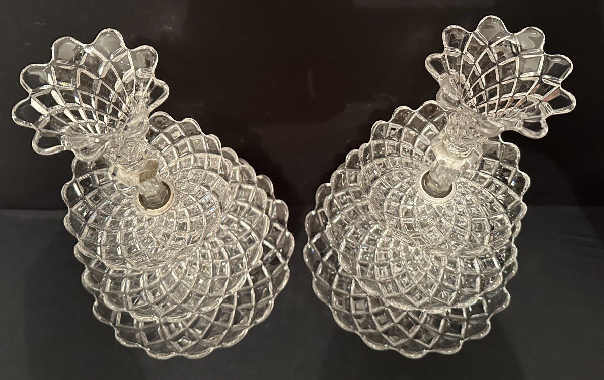 Baccarat Pair Of Biscuit Displays With Three Trays 19th Century Crystal -photo-3