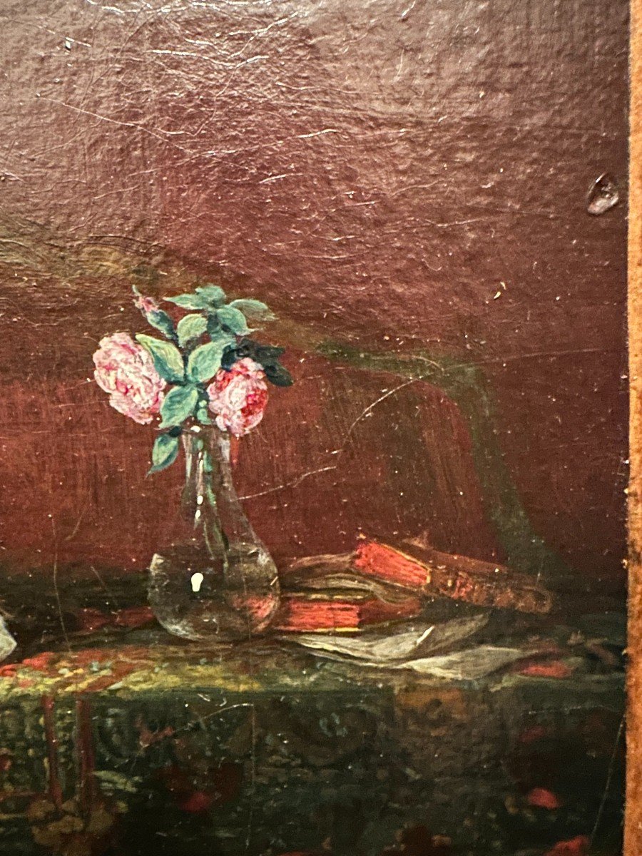 Painting Young Sleeping Woman Late 18th Century-photo-3