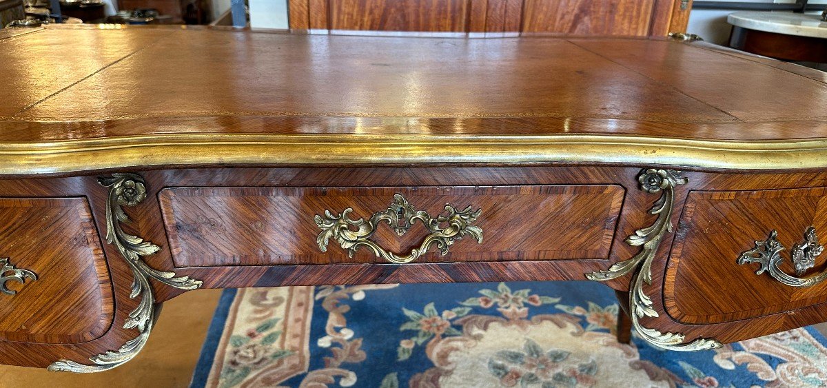 Louis XV Style Flat Desk King Wood Veneer Early 20th Century-photo-6