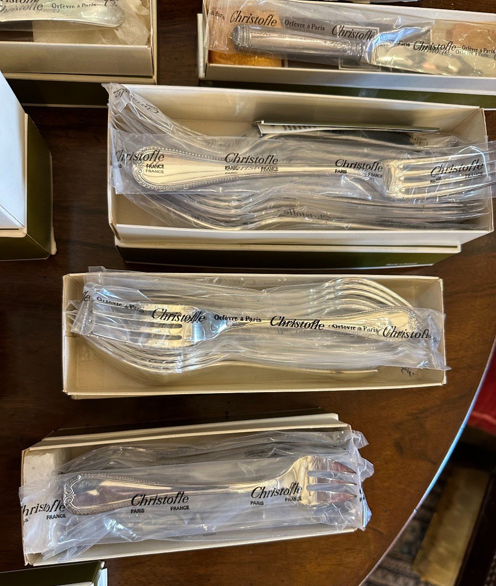 Christofle Modèle  Malmaison Empire  Ménagère 146 Pièces Neuve Sous Blister-photo-4