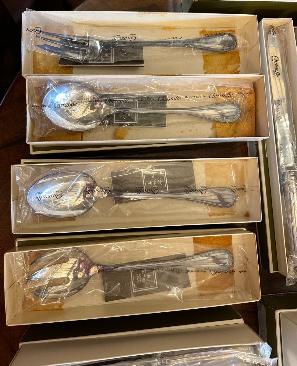 Christofle Modèle  Malmaison Empire  Ménagère 146 Pièces Neuve Sous Blister-photo-2