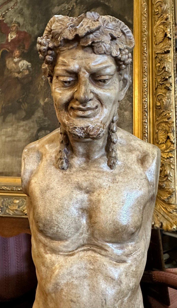 Important Terracotta Sculpture The Libations Of Bacchus 19th Century School In Manne Of Clodion-photo-4
