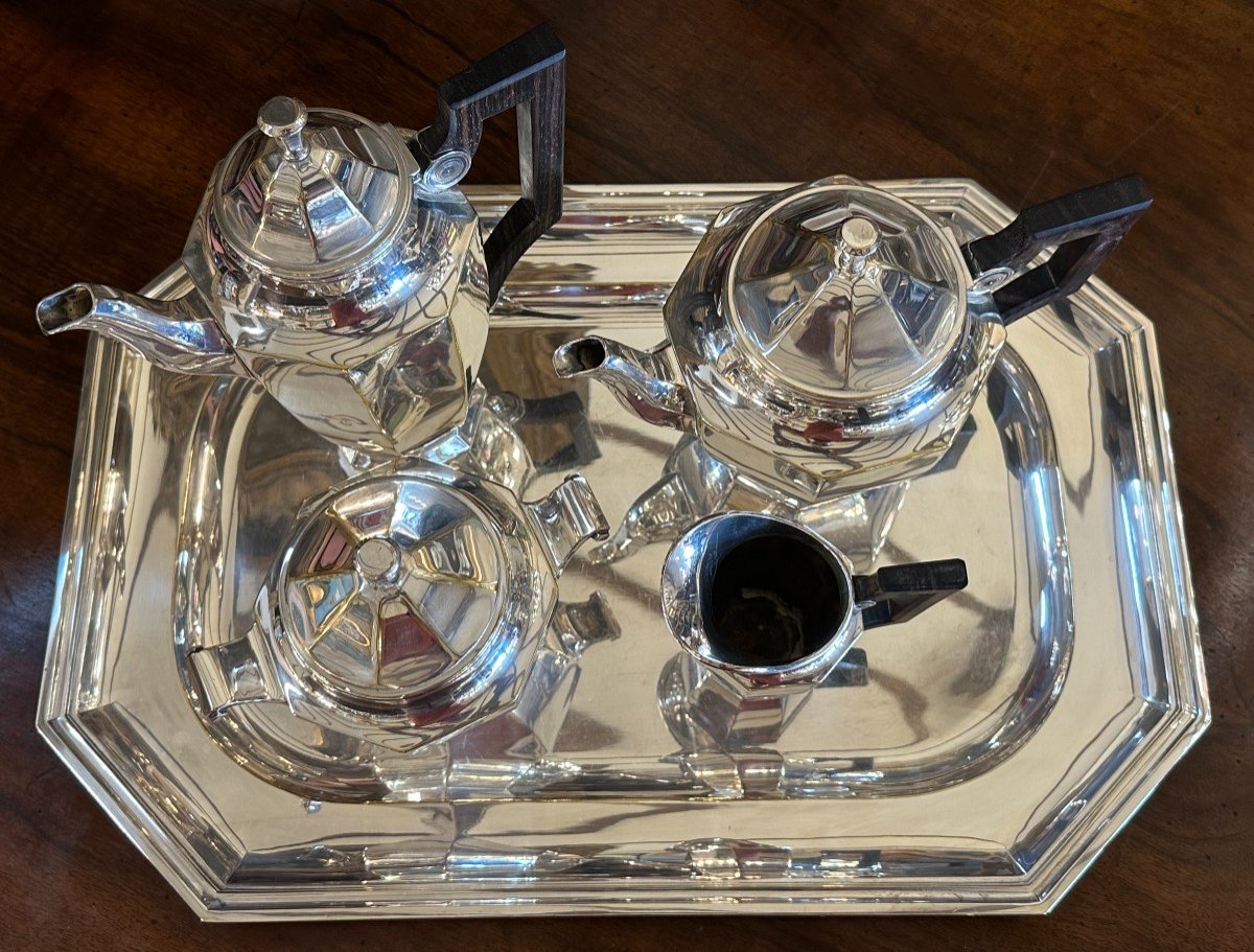 Aristide Colotte In Nancy Rare Art Deco Silver Plated Coffee And Tea Set-photo-1