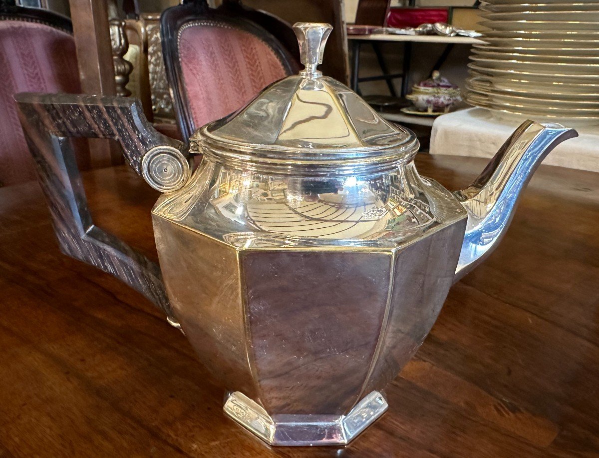 Aristide Colotte In Nancy Rare Art Deco Silver Plated Coffee And Tea Set-photo-5