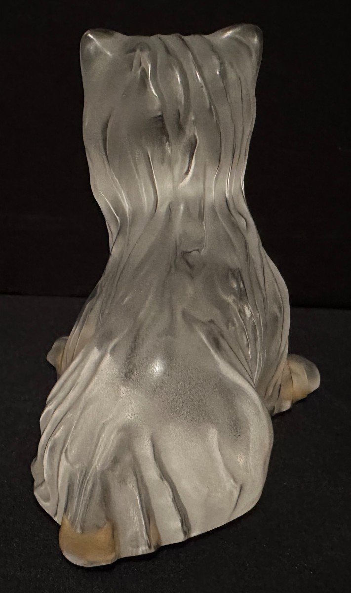 Lalique Terrier Dog Sculpture In Satin Pressed Molded Crystal.-photo-3