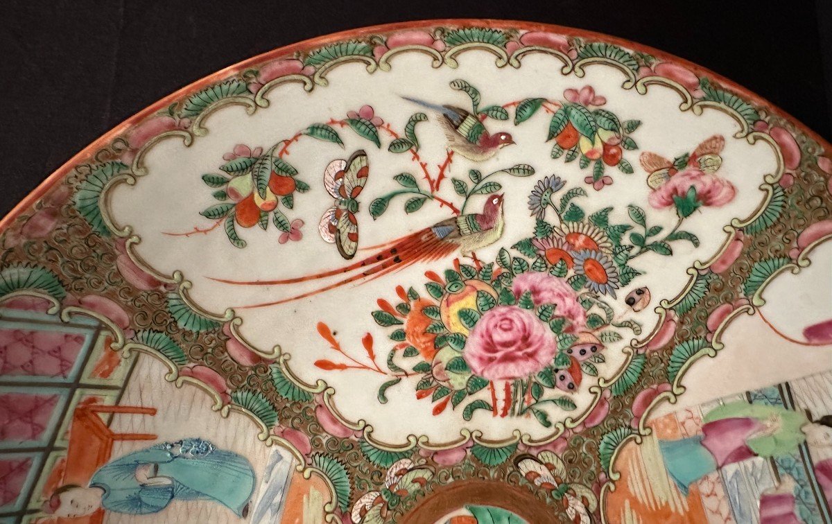 China Large Hollow Porcelain Dish In Canton Enamels Late 19th Century-photo-3