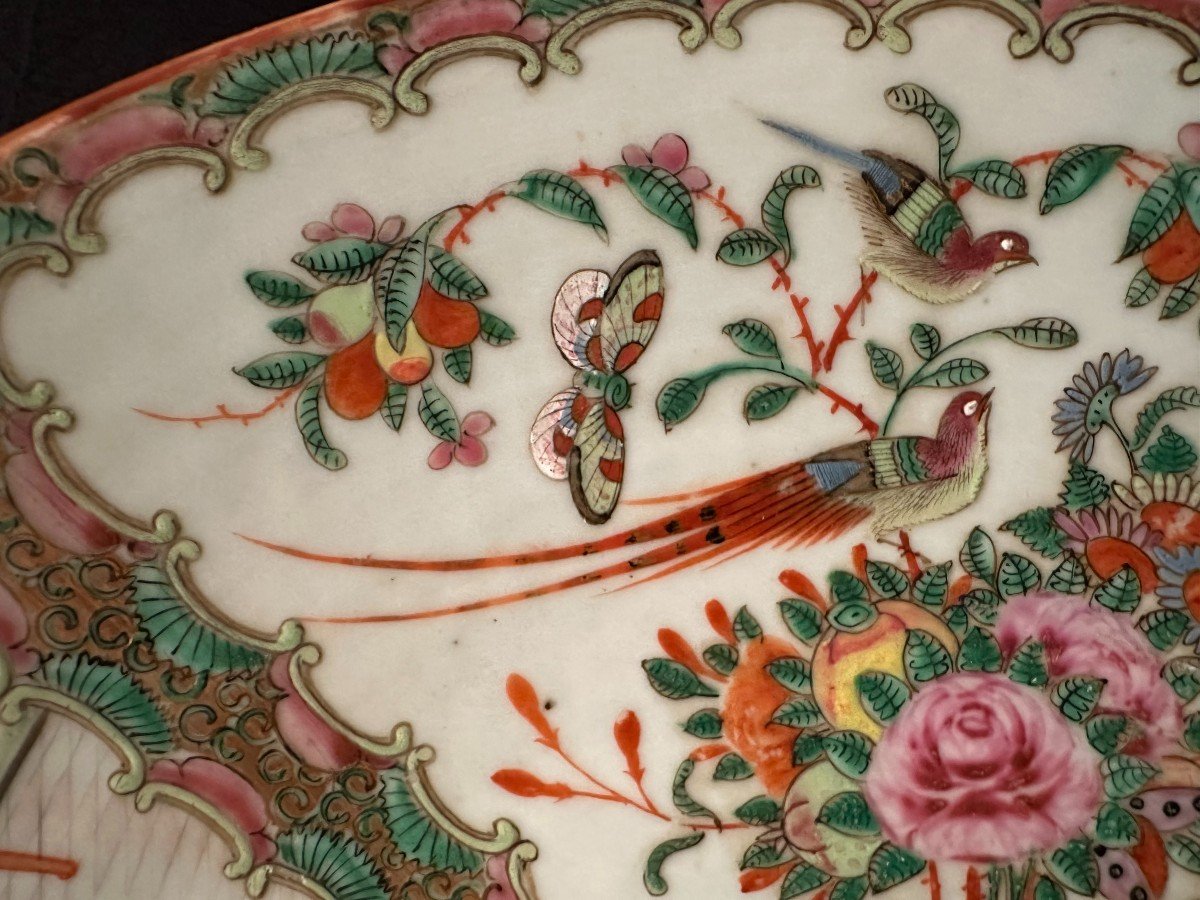 China Large Hollow Porcelain Dish In Canton Enamels Late 19th Century-photo-4