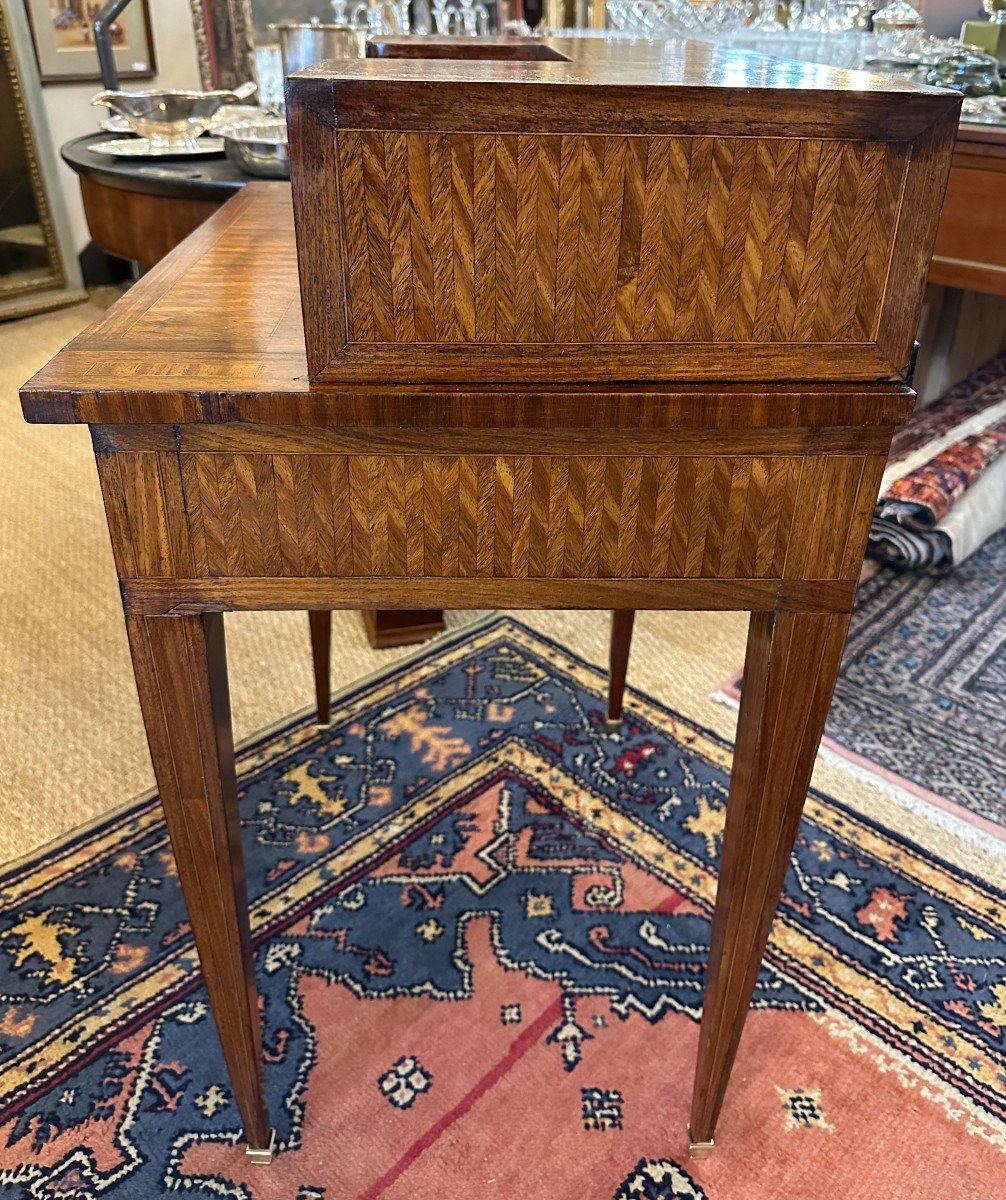Petite Bureau De Dame à Système Marqueterie De Style Louis XVI Époque Napoléon III XIXème-photo-3