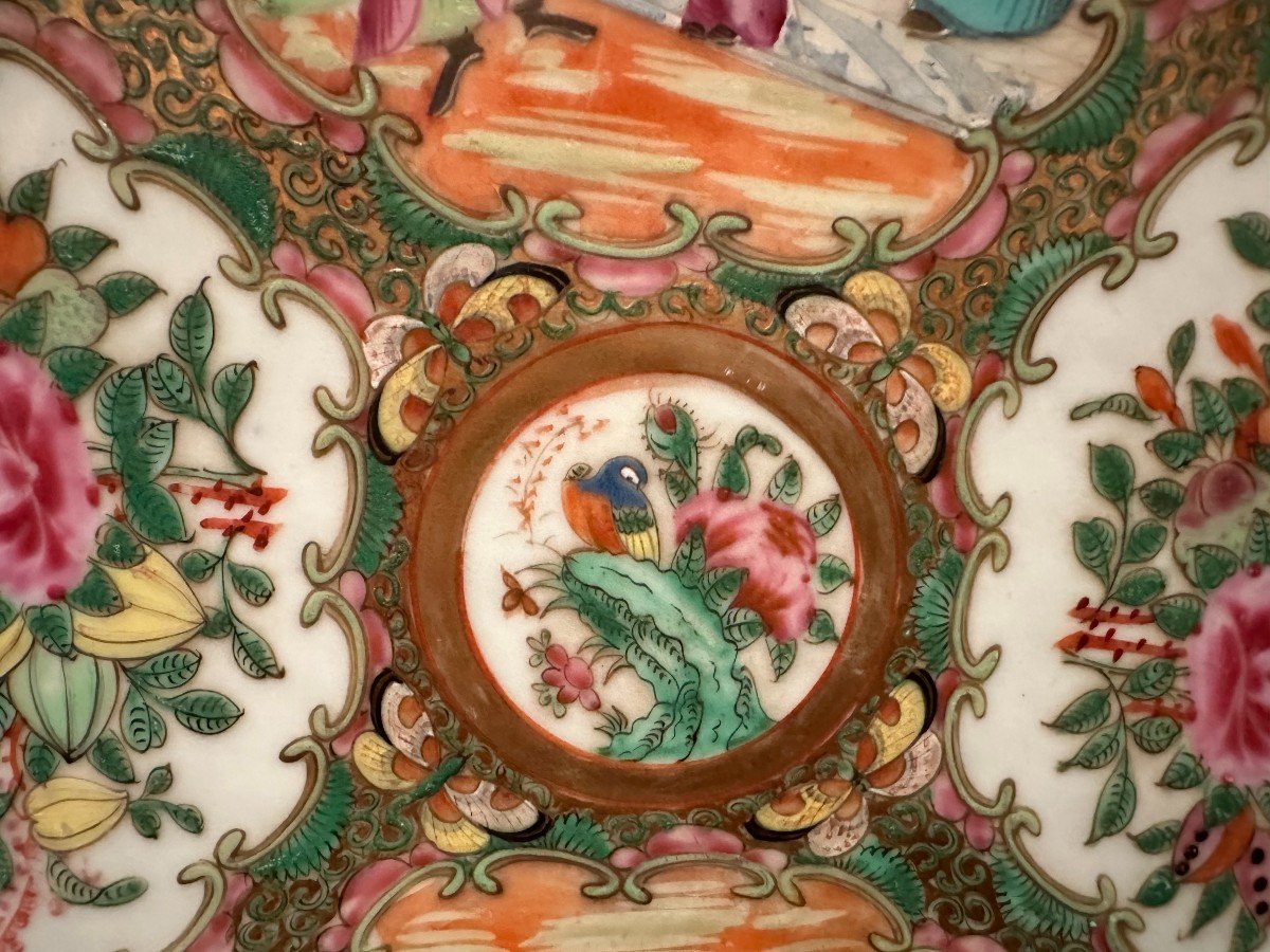 Chine Grand Plat  Porcelaine En Émaux De Canton Fin XIXème-photo-2