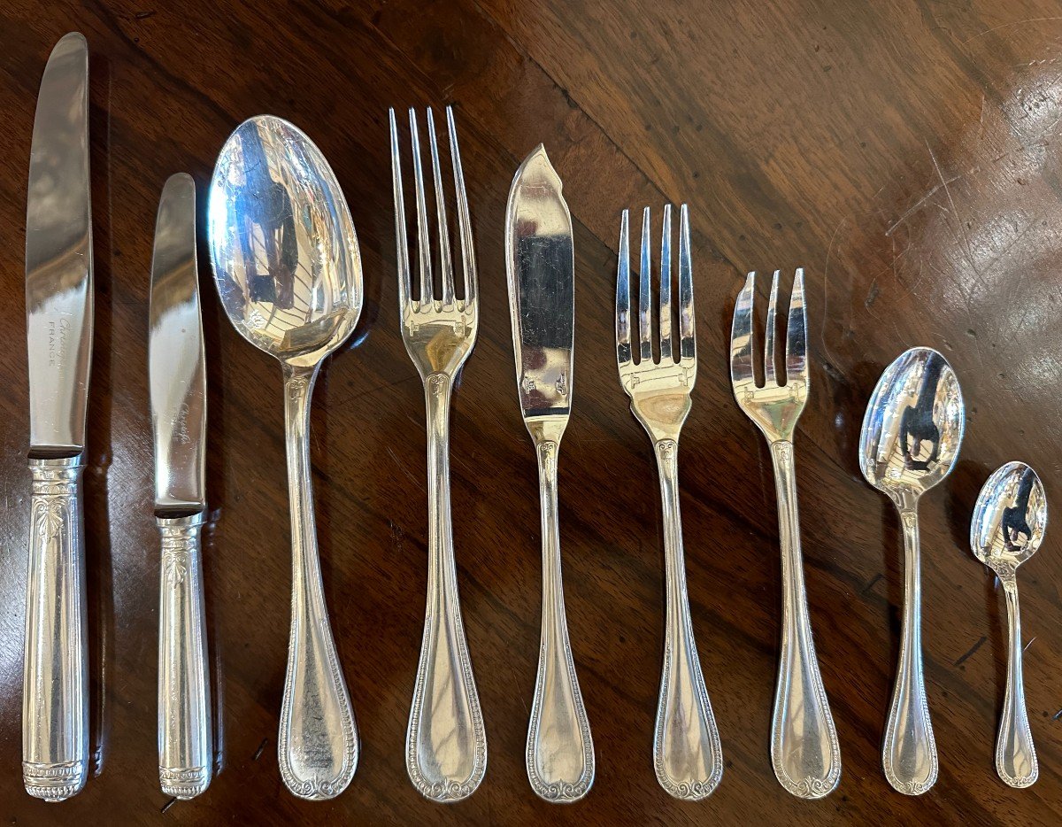 Christofle Malmaison Empire Model Cutlery Set 118 Pieces In Box-photo-2