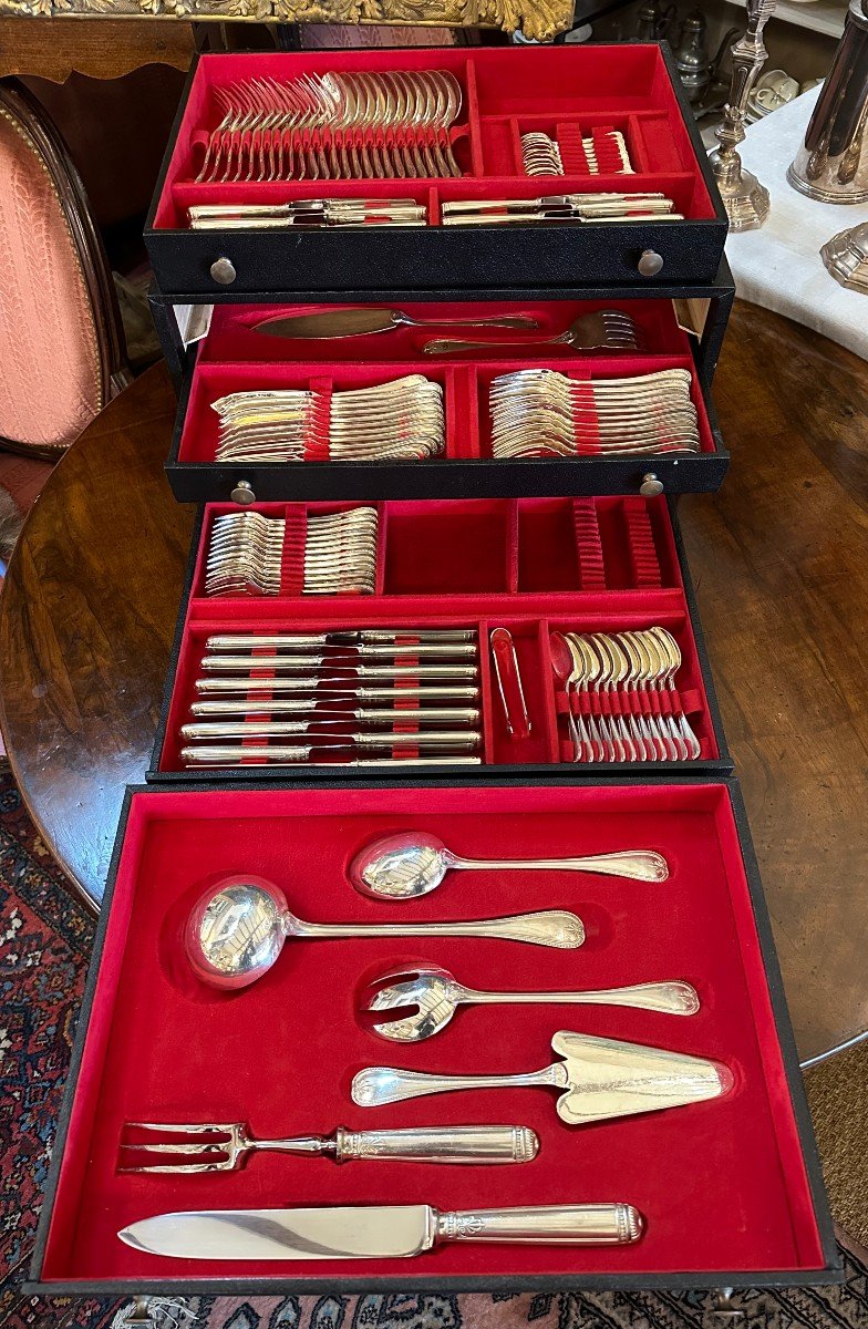 Christofle Malmaison Empire Model Cutlery Set 118 Pieces In Box