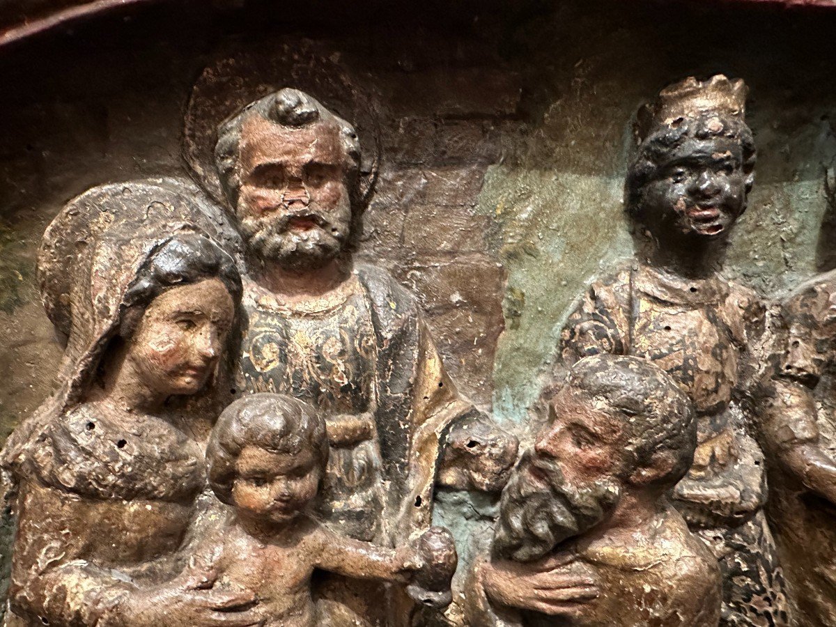 Adoration Of The Magi Polychrome Linden  Wood Panel Carved In High Relief Spain 17th Century-photo-5