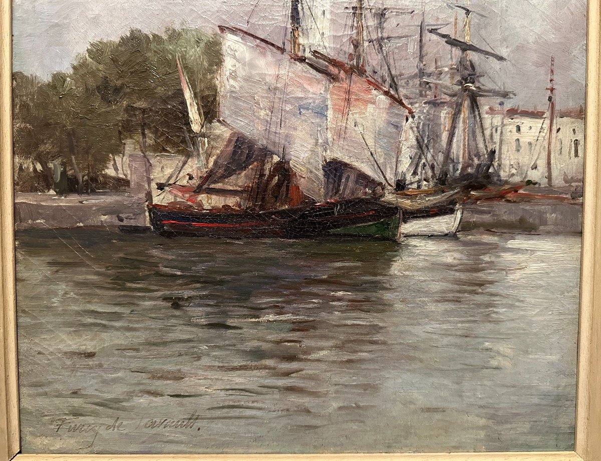 Painting Port Of La Rochelle Yacht Basin By Furcy De Lavault-photo-1