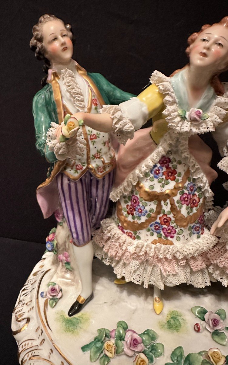 Important Groupe En Porcelaine Par Sitzendorf Saxe Allemagne-photo-2