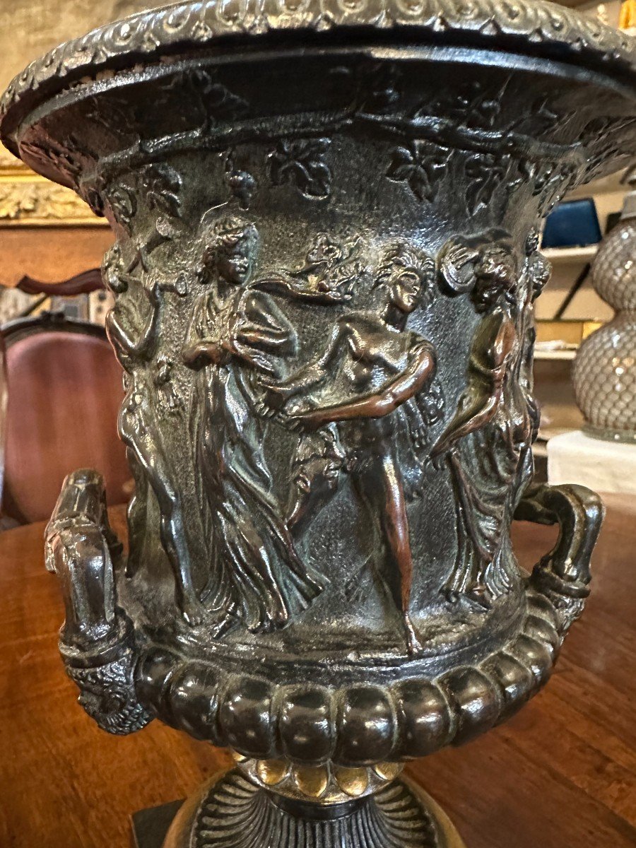 Pair Of Medici Vases In Antique Bronze Société Des Bronzes De Paris Founder Late 19th Century-photo-2