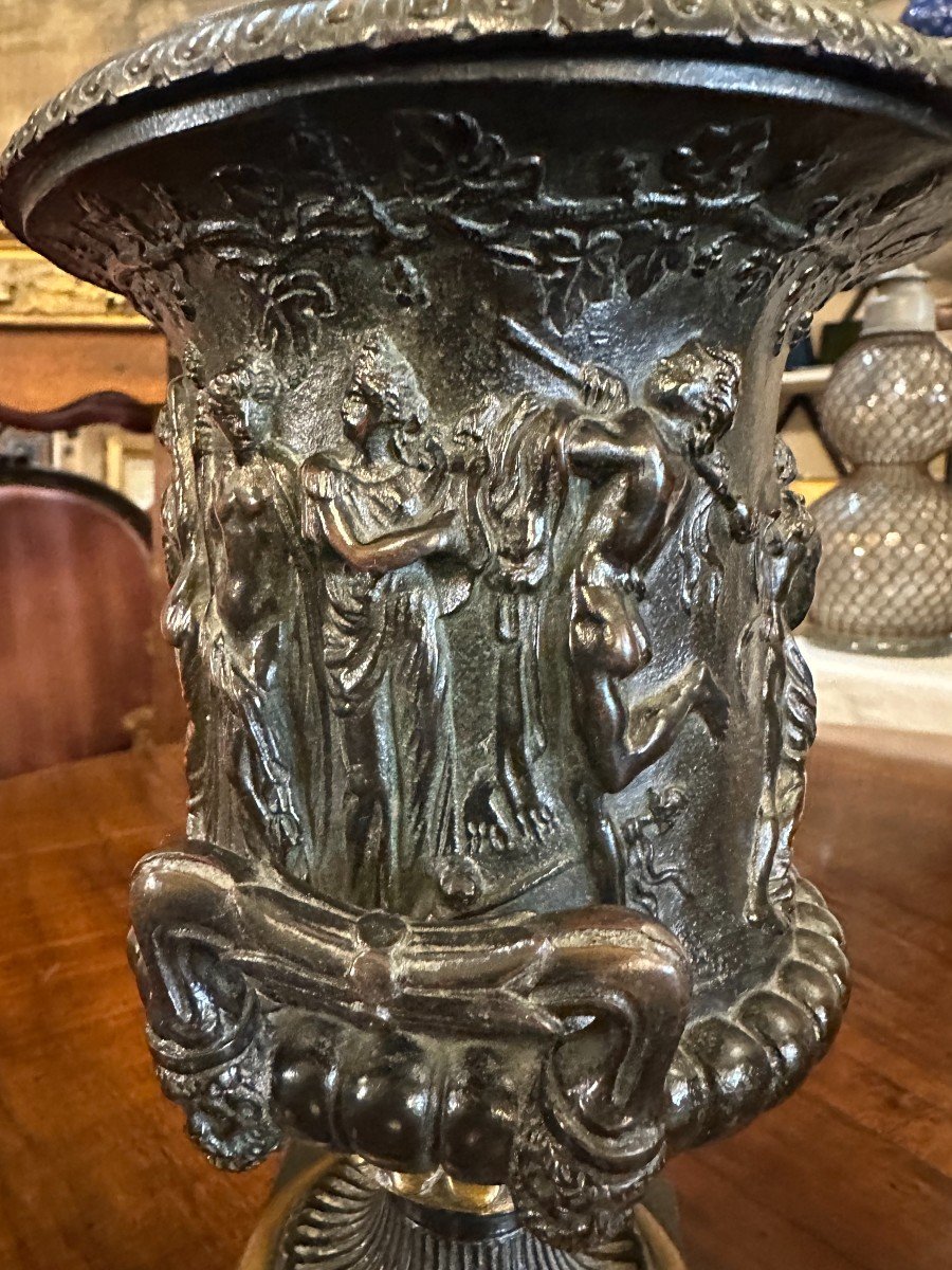 Pair Of Medici Vases In Antique Bronze Société Des Bronzes De Paris Founder Late 19th Century-photo-3