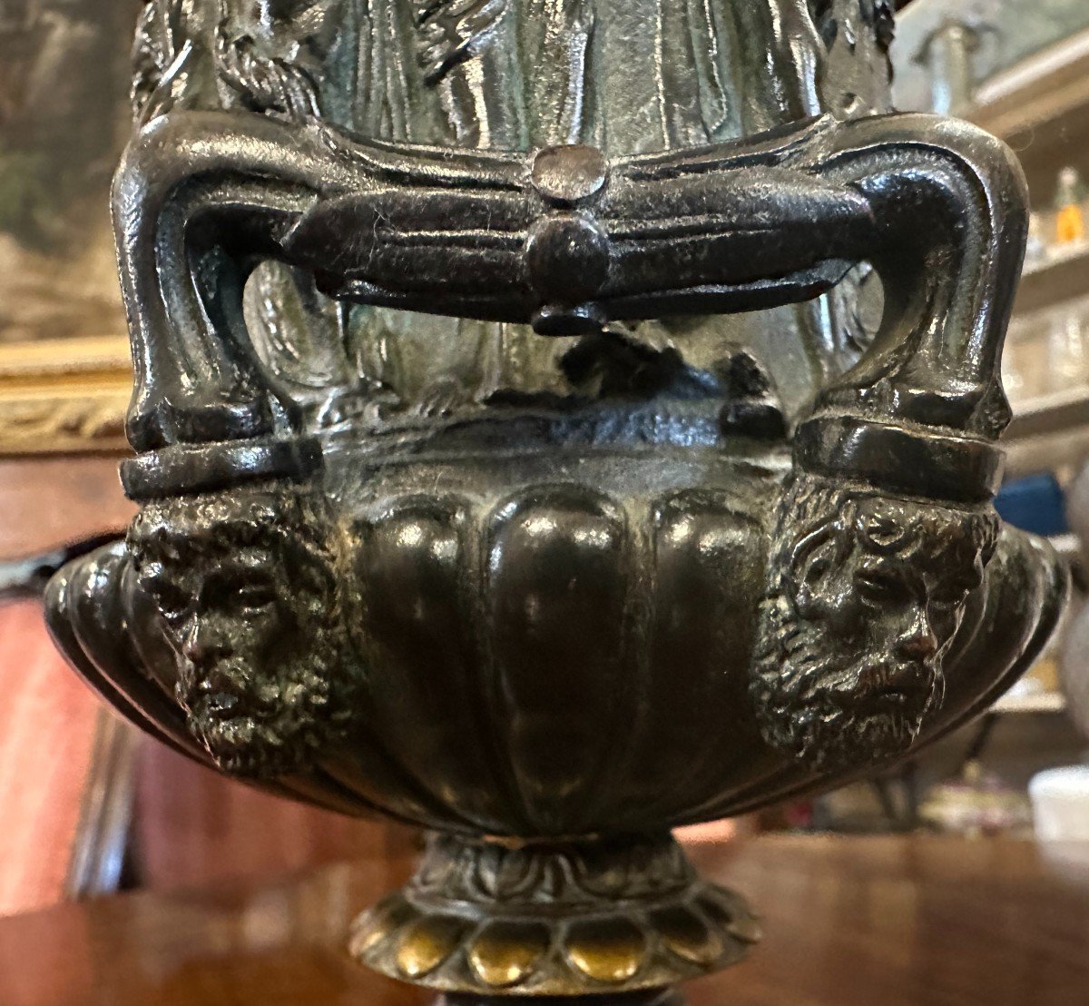 Pair Of Medici Vases In Antique Bronze Société Des Bronzes De Paris Founder Late 19th Century-photo-4