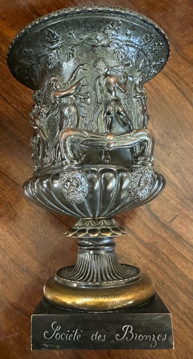 Pair Of Medici Vases In Antique Bronze Société Des Bronzes De Paris Founder Late 19th Century-photo-5