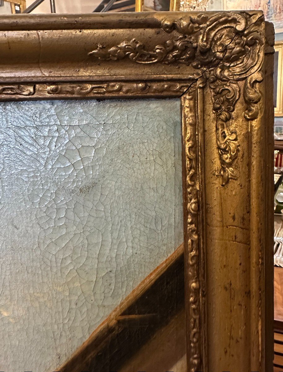 Trumeau Mirror Young Italian Woman With Watering Can Restoration Period Circa 1830-photo-7