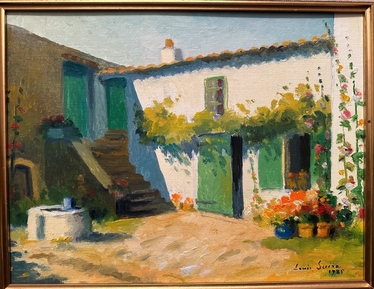 Tableau Maison Du Peintre Les  Portes En Ré Avec Lettre Autographe Par Louis Suire 1985-photo-2