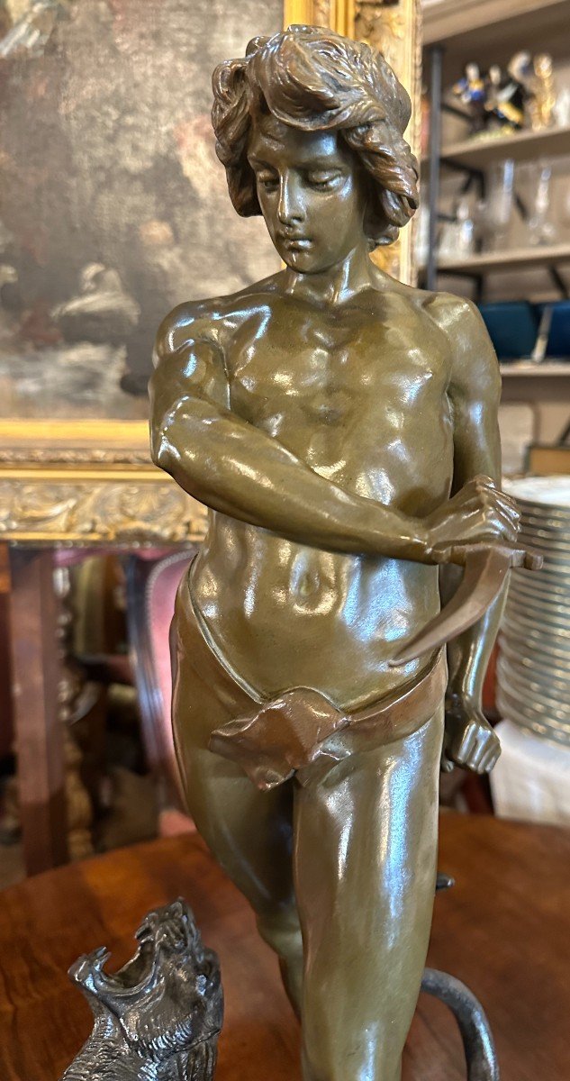 Bronze Sculpture The Lion Conqueror By Loys Potet End Of 19th Century-photo-2