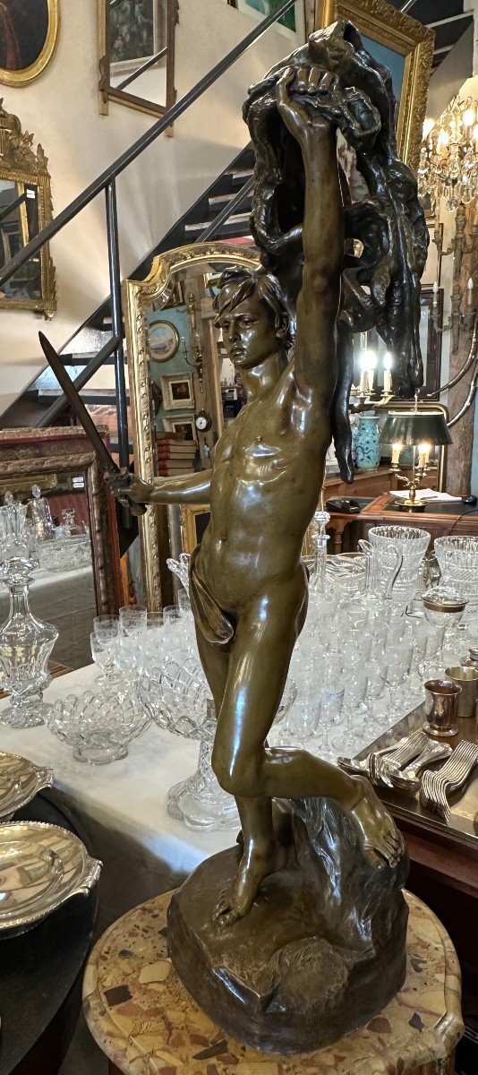Large Bronze Sculpture 97 Cm Jason And The Golden Fleece By Lanson Fonte Susse XIXth-photo-1