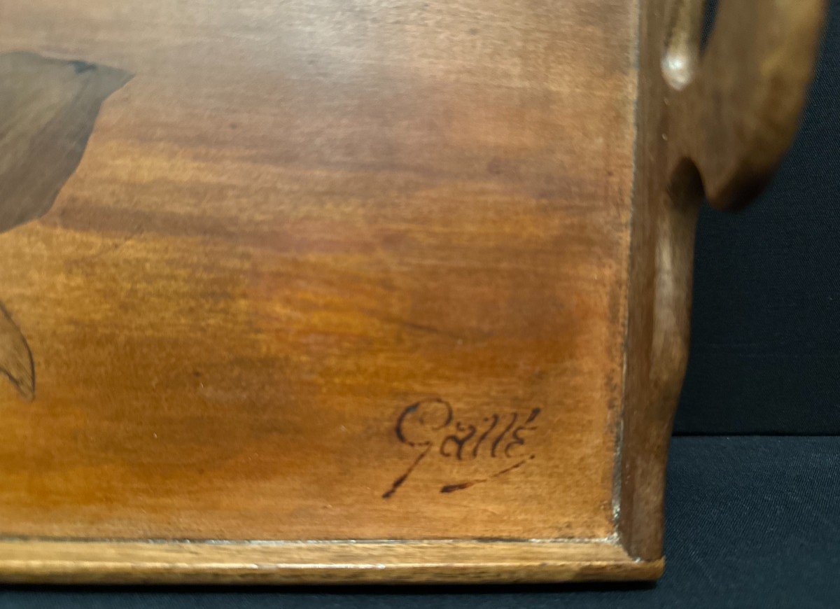 Émile Gallé Plateau De Service Art Nouveau Marqueterie Florale-photo-7