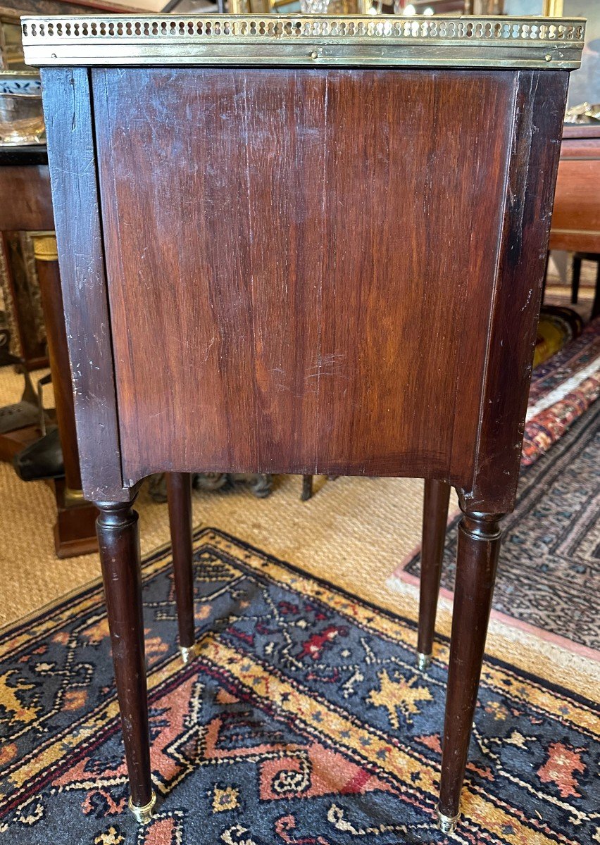 Louis XVI Curtain Bedside Table With Rosewood And Mahogany Marquetry , Late 18th Century-photo-3