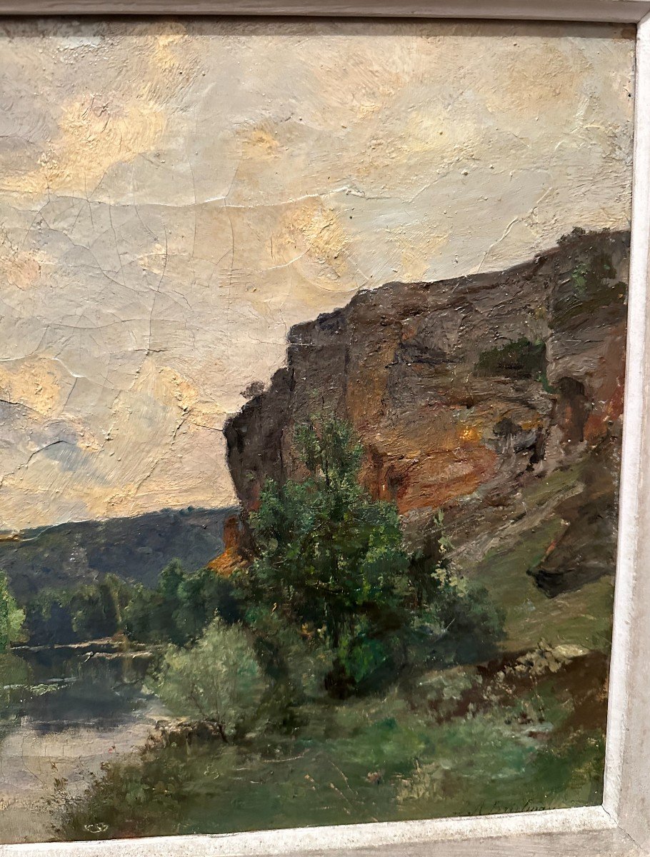 Riverside Landscape Painting Barbizon School Jacques Brielman 19th Century-photo-1